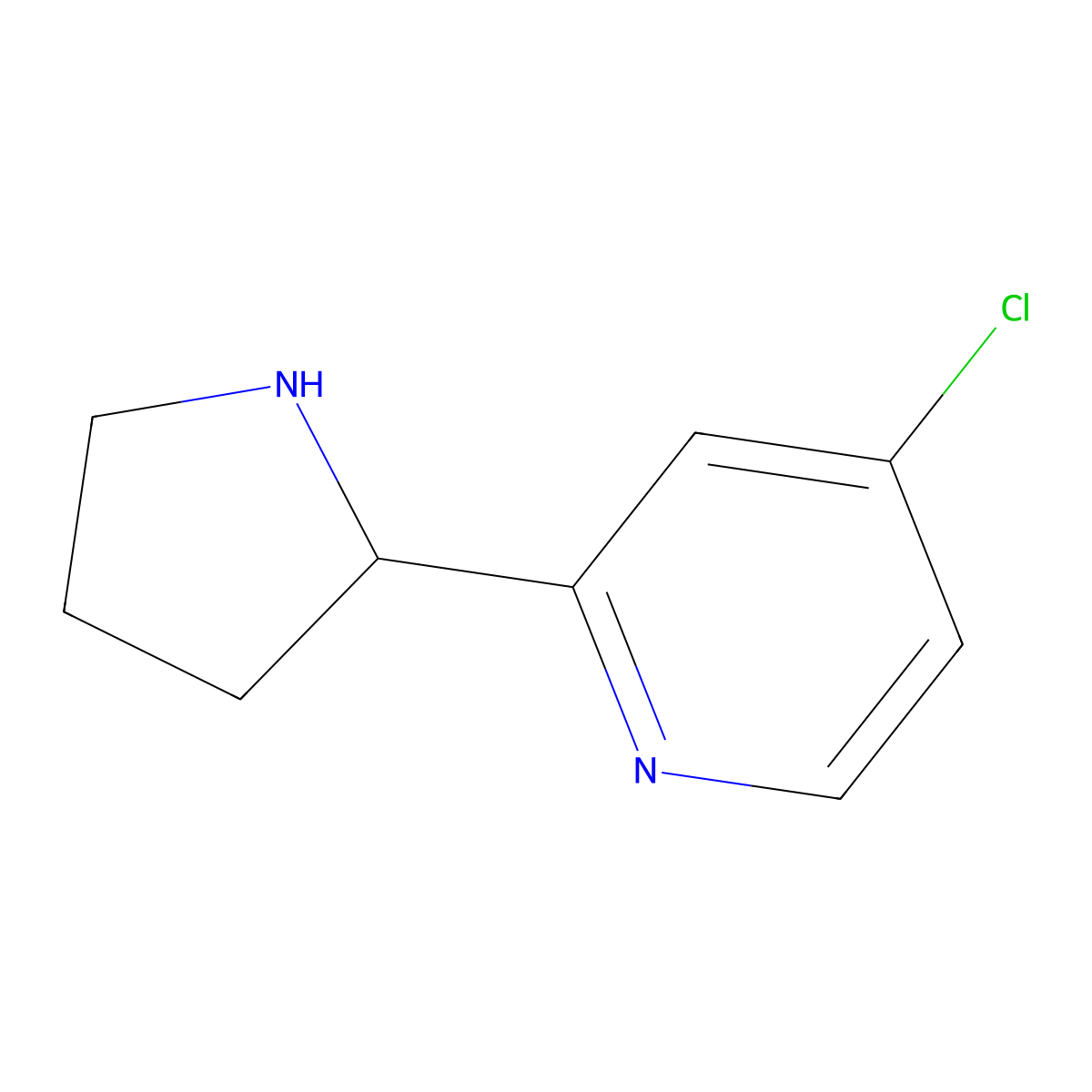 4-Chloro-2-(pyrrolidin-2-yl)pyridine molecular structure, CAS 524674-61-1
