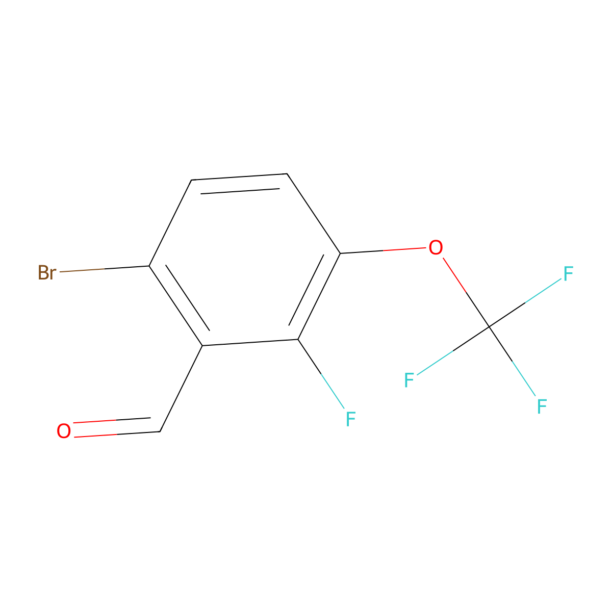 6-Bromo-2-fluoro-3-(trifluoromethoxy)benzaldehyde molecular structure, CAS 524674-70-2