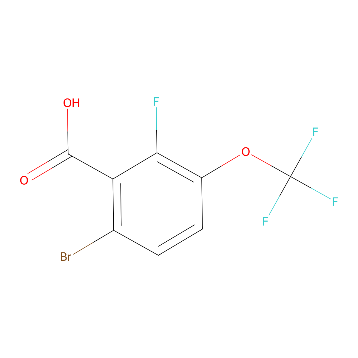 6-Bromo-2-fluoro-3-(trifluoromethoxy)benzoic acid molecular structure, CAS 524674-71-3