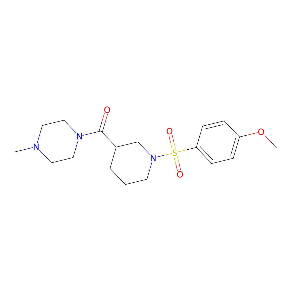 [1-(4-Methoxyphenyl)sulfonylpiperidin-3-yl]-(4-methylpiperazin-1-yl)methanone molecular structure, CAS 524675-44-3