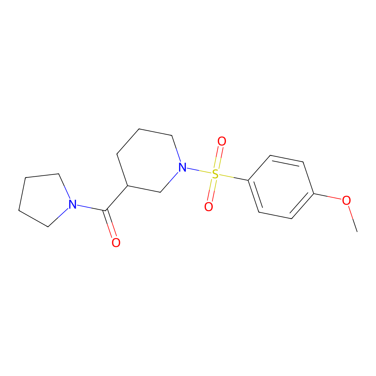 [1-(4-Methoxyphenyl)sulfonylpiperidin-3-yl]-pyrrolidin-1-ylmethanone molecular structure, CAS 524675-47-6
