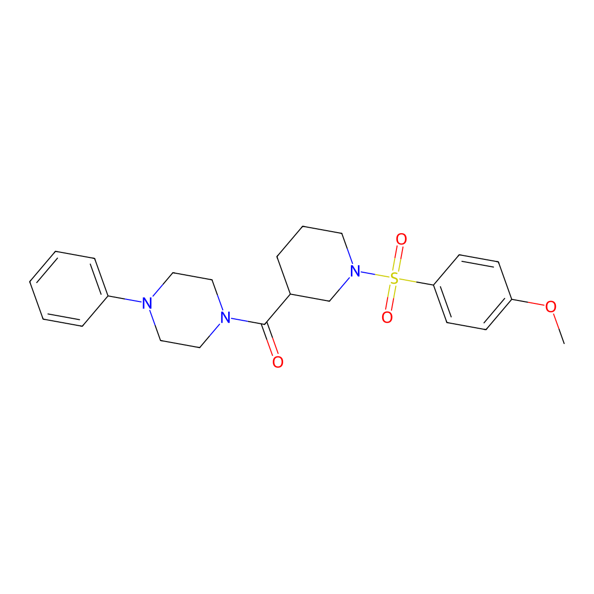 [1-(4-Methoxyphenyl)sulfonylpiperidin-3-yl]-(4-phenylpiperazin-1-yl)methanone molecular structure, CAS 524675-49-8