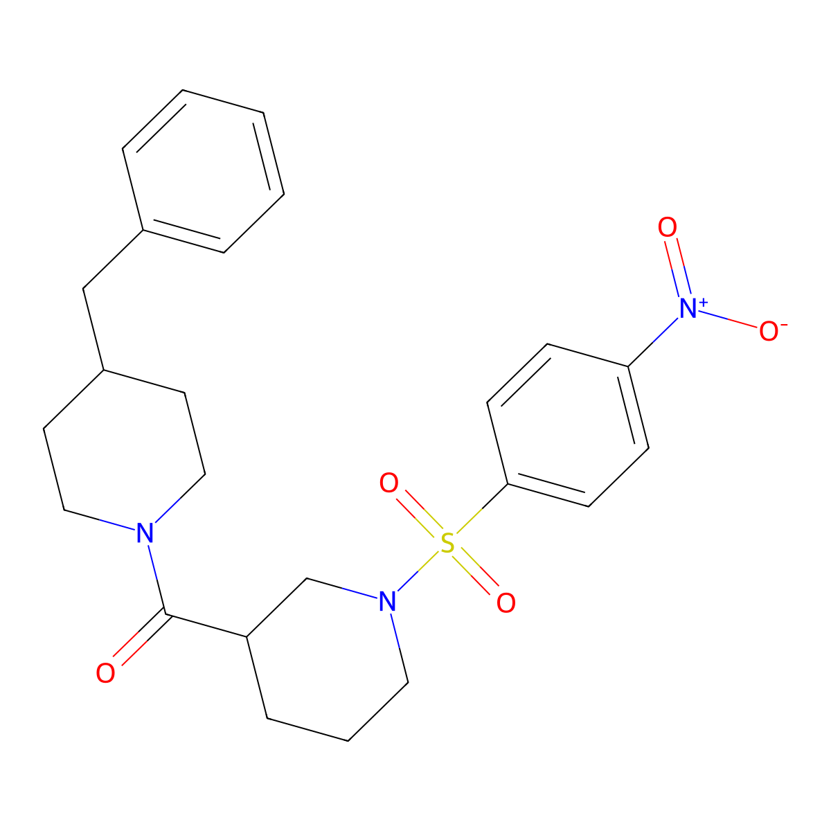 (4-Benzylpiperidin-1-yl)-[1-(4-nitrophenyl)sulfonylpiperidin-3-yl]methanone molecular structure, CAS 524675-54-5