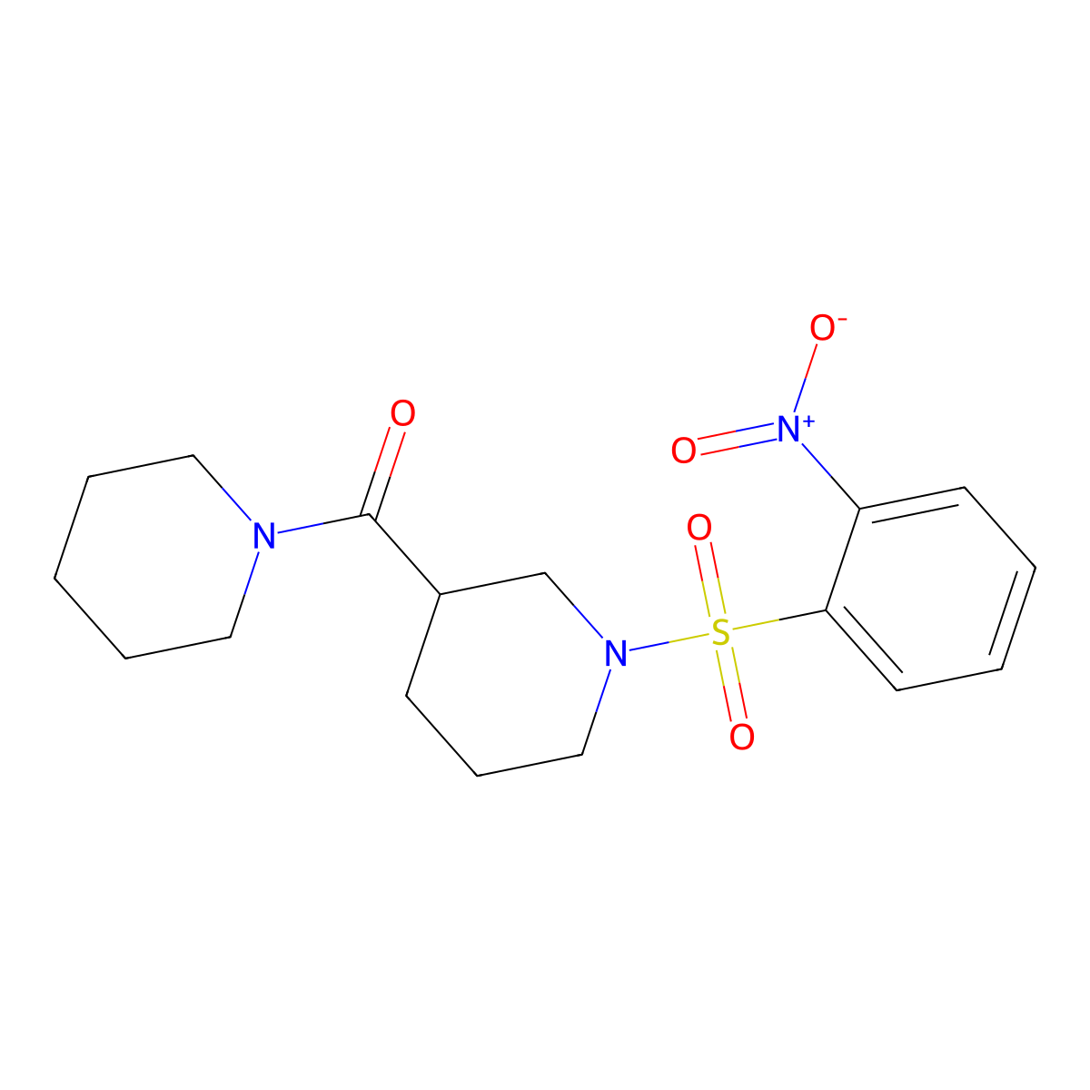 [1-(2-Nitrophenyl)sulfonylpiperidin-3-yl]-piperidin-1-ylmethanone molecular structure, CAS 524675-59-0
