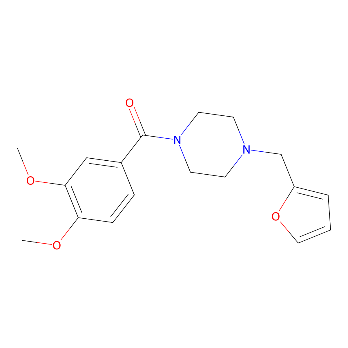 (3,4-Dimethoxyphenyl)-[4-(furan-2-ylmethyl)piperazin-1-yl]methanone molecular structure, CAS 524675-76-1
