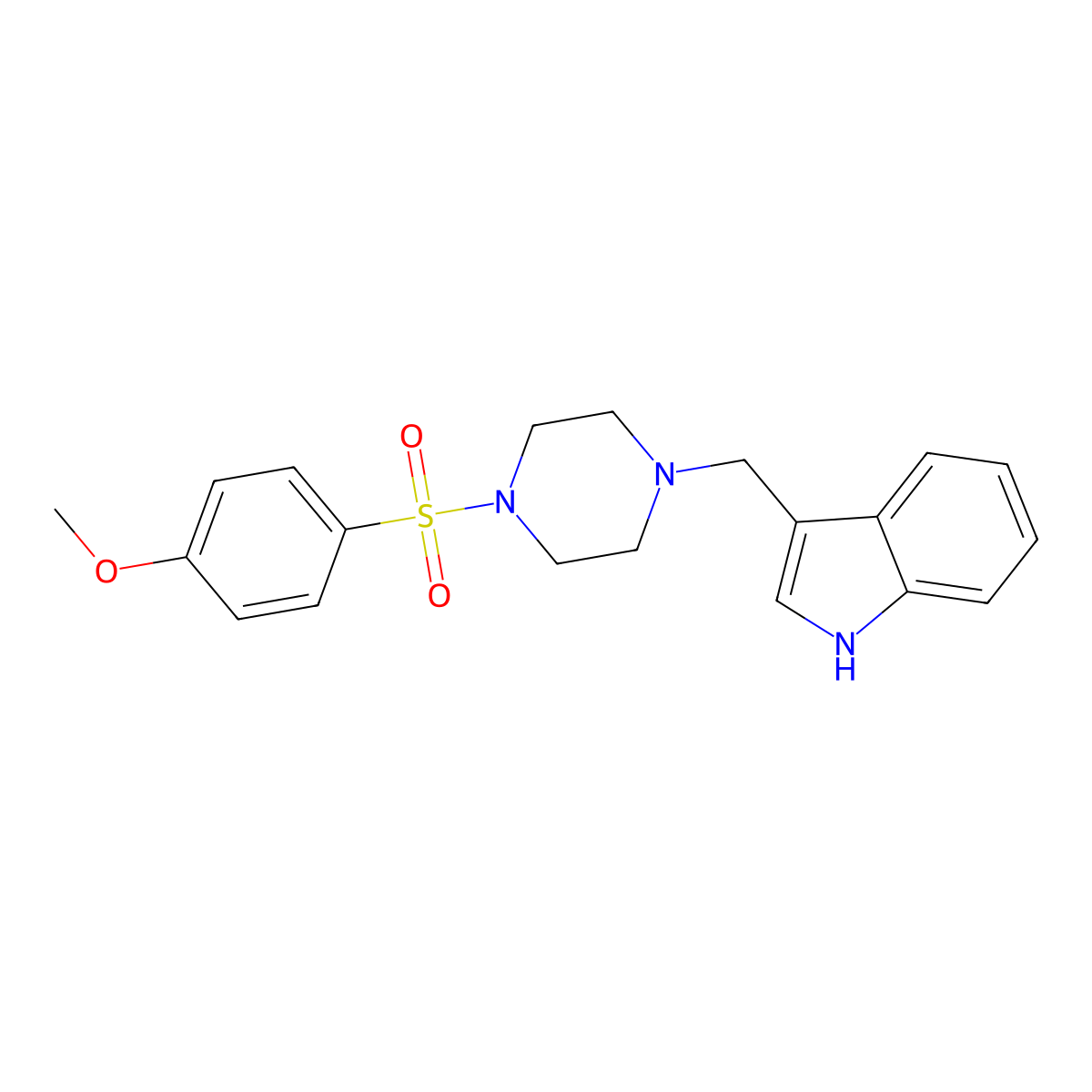3-({4-[(4-methoxyphenyl)sulfonyl]piperazin-1-yl}methyl)-1H-indole molecular structure, CAS 524676-05-9
