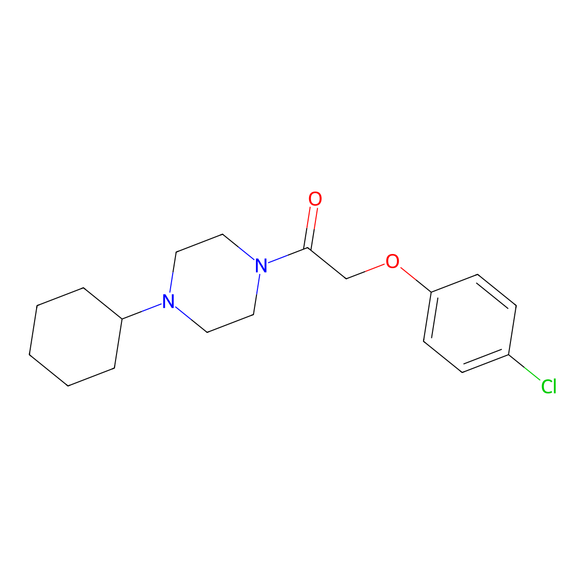 2-(4-Chlorophenoxy)-1-(4-cyclohexylpiperazin-1-yl)ethanone molecular structure, CAS 524676-14-0