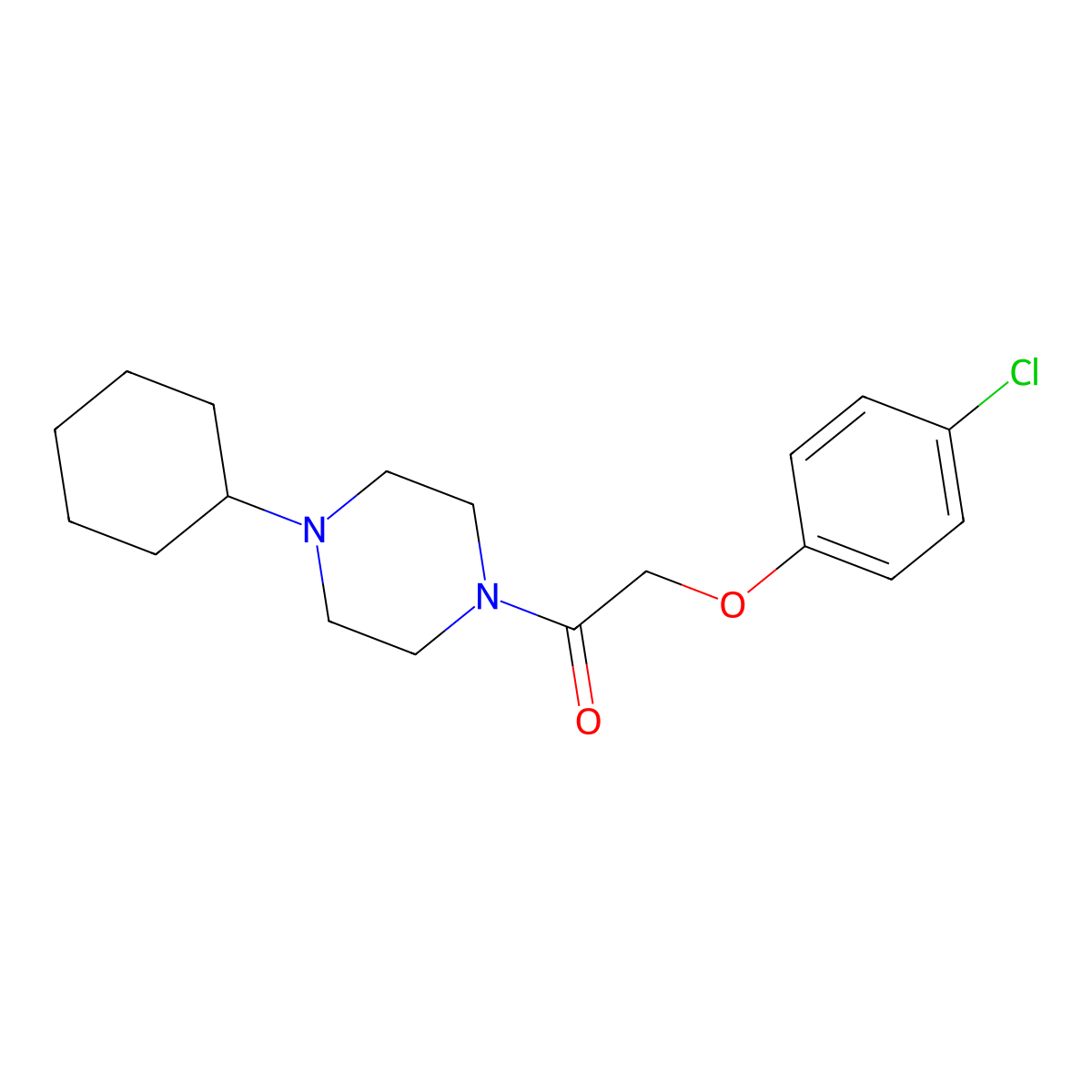 2-(4-Chlorophenoxy)-1-(4-cyclohexylpiperazin-1-yl)ethanone molecular structure, CAS 524676-14-0