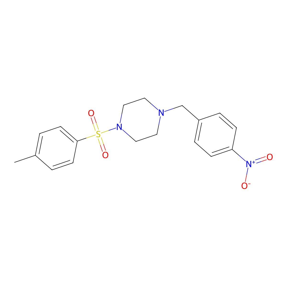 1-[(4-Methylphenyl)sulfonyl]-4-(4-nitrobenzyl)piperazine molecular structure, CAS 524676-17-3
