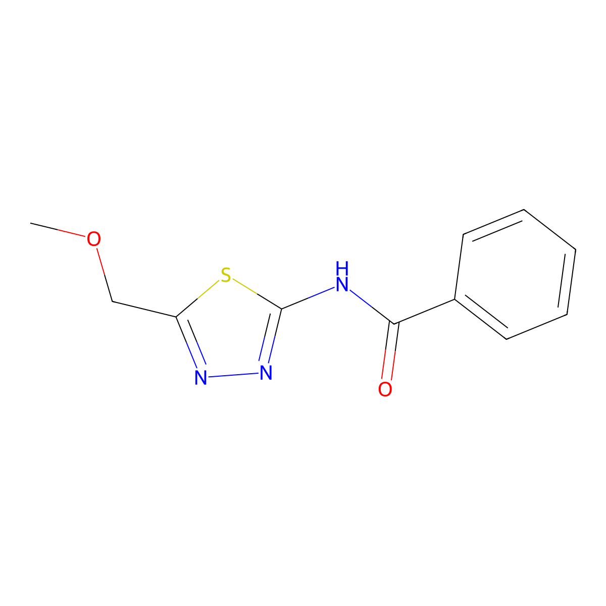N-[5-(methoxymethyl)-1,3,4-thiadiazol-2-yl]benzamide molecular structure, CAS 524676-36-6
