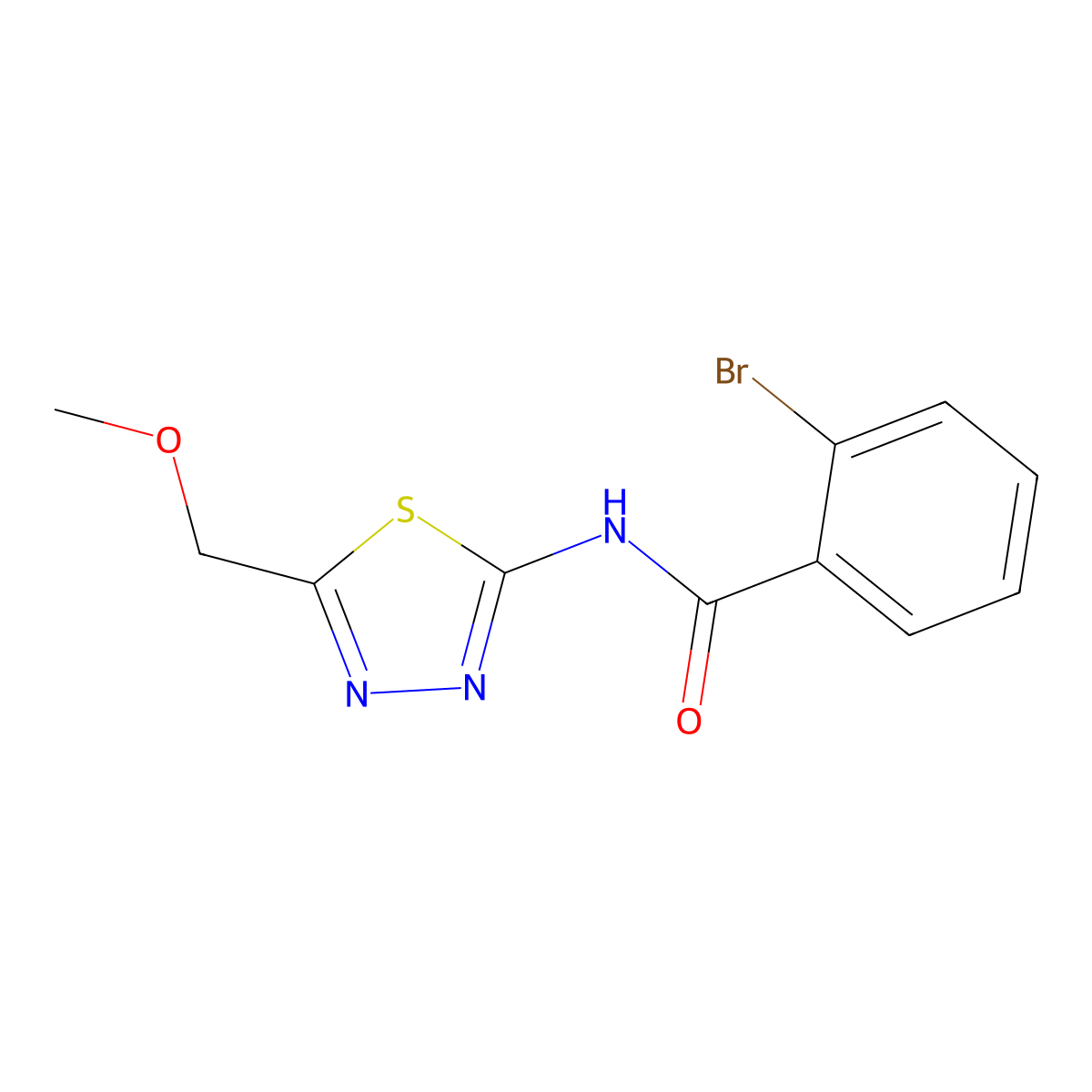 2-bromo-N-[5-(methoxymethyl)-1,3,4-thiadiazol-2-yl]benzamide molecular structure, CAS 524676-43-5