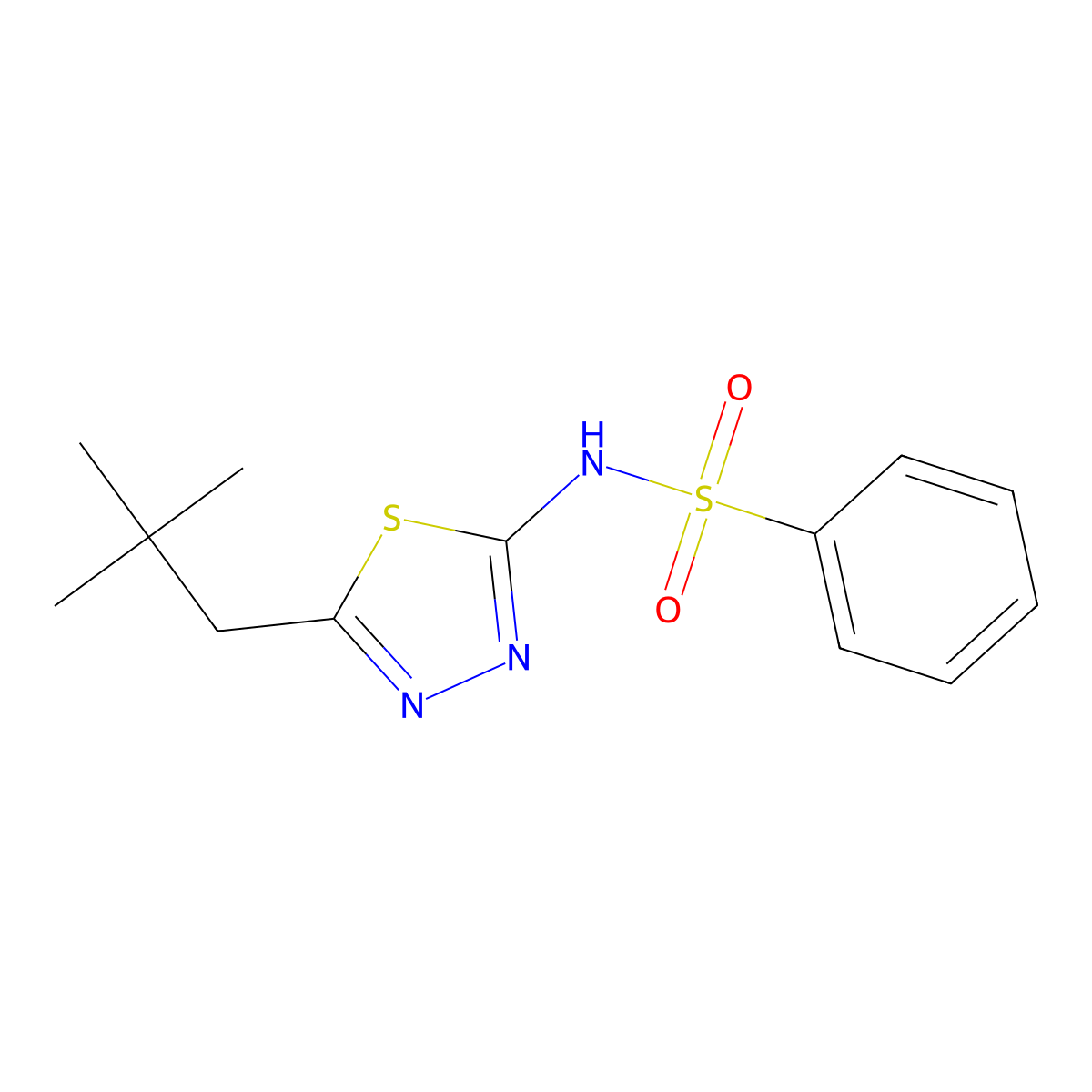 N-[5-(2,2-dimethylpropyl)-1,3,4-thiadiazol-2-yl]benzenesulfonamide molecular structure, CAS 524676-56-0