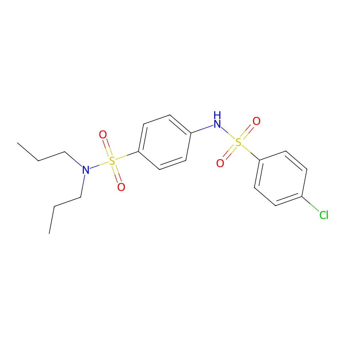 4-{[(4-chlorophenyl)sulfonyl]amino}-N,N-dipropylbenzenesulfonamide molecular structure, CAS 524676-57-1
