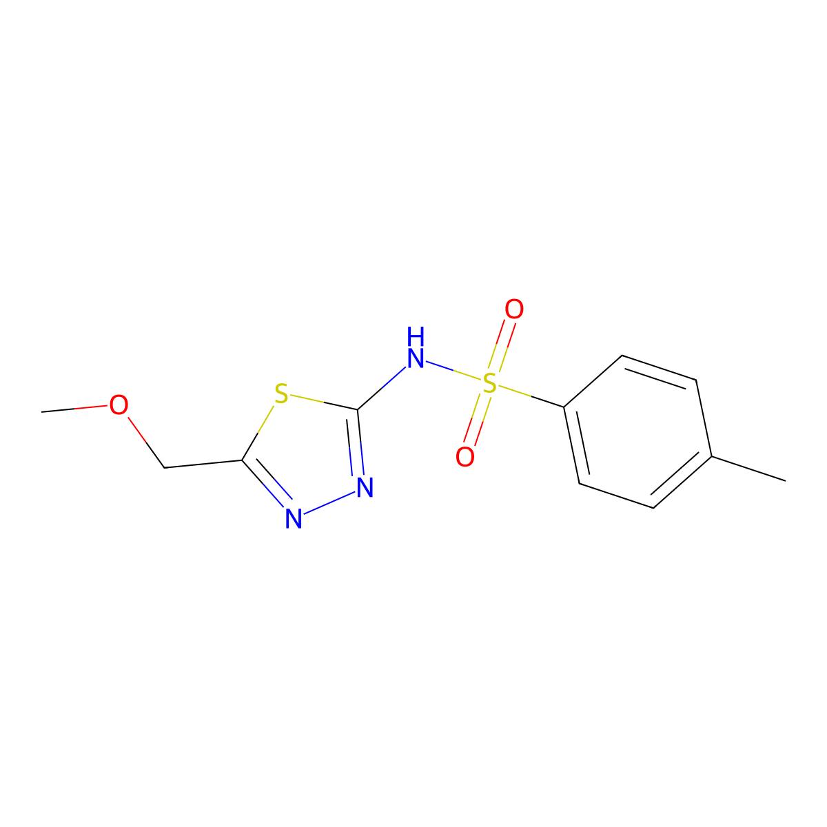 N-[5-(methoxymethyl)-1,3,4-thiadiazol-2-yl]-4-methylbenzenesulfonamide molecular structure, CAS 524676-58-2