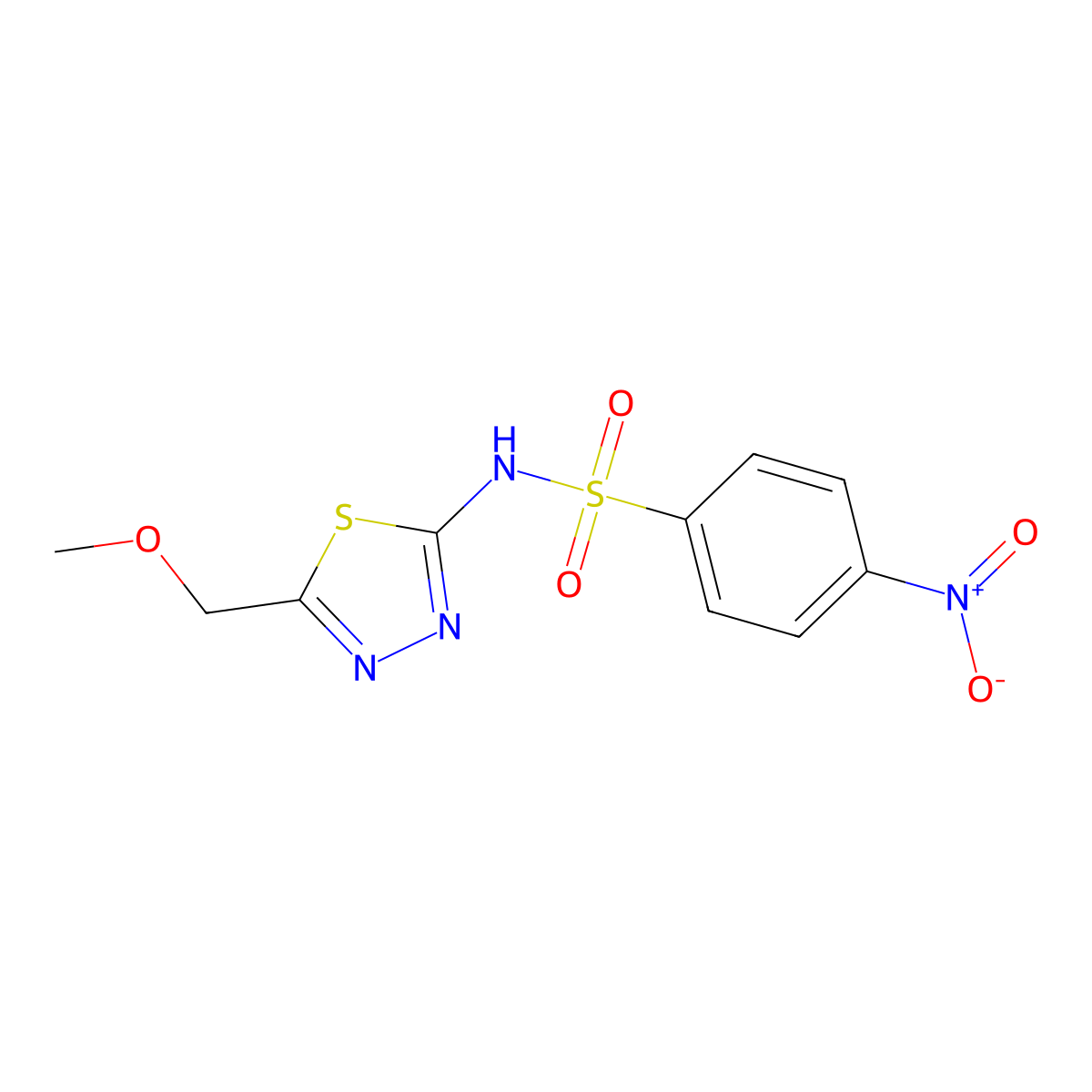 N-(5-(methoxymethyl)-1,3,4-thiadiazol-2-yl)-4-nitrobenzenesulfonamide molecular structure, CAS 524676-61-7