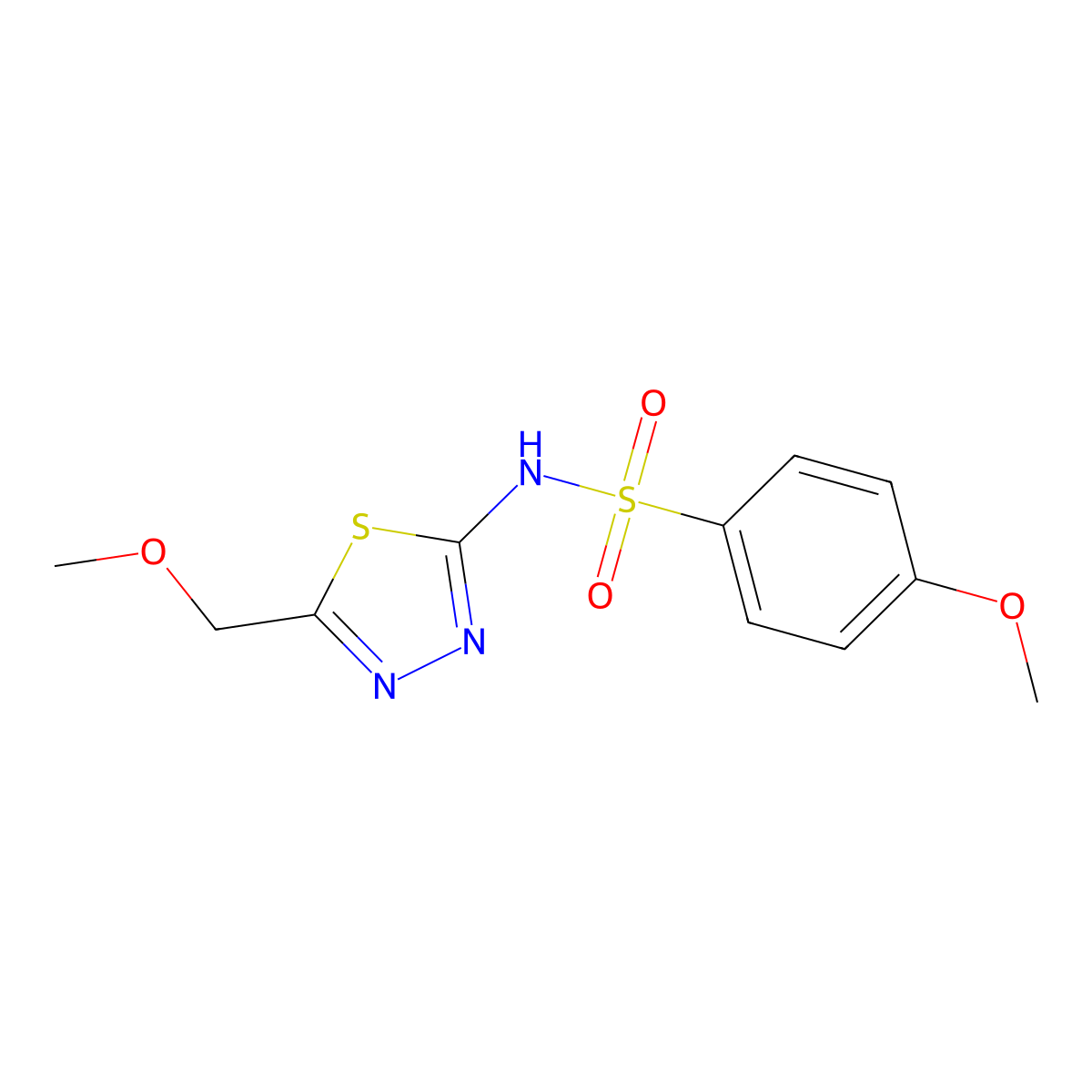 4-methoxy-N-[5-(methoxymethyl)-1,3,4-thiadiazol-2-yl]benzenesulfonamide molecular structure, CAS 524676-64-0
