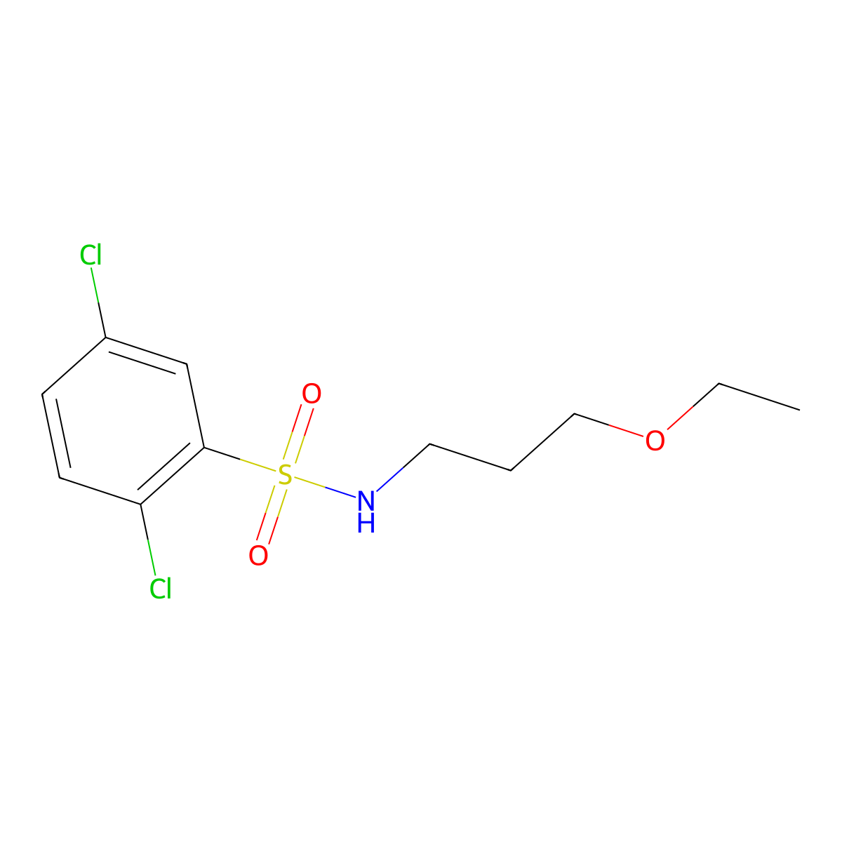 2,5-dichloro-N-(3-ethoxypropyl)benzenesulfonamide molecular structure, CAS 524676-69-5