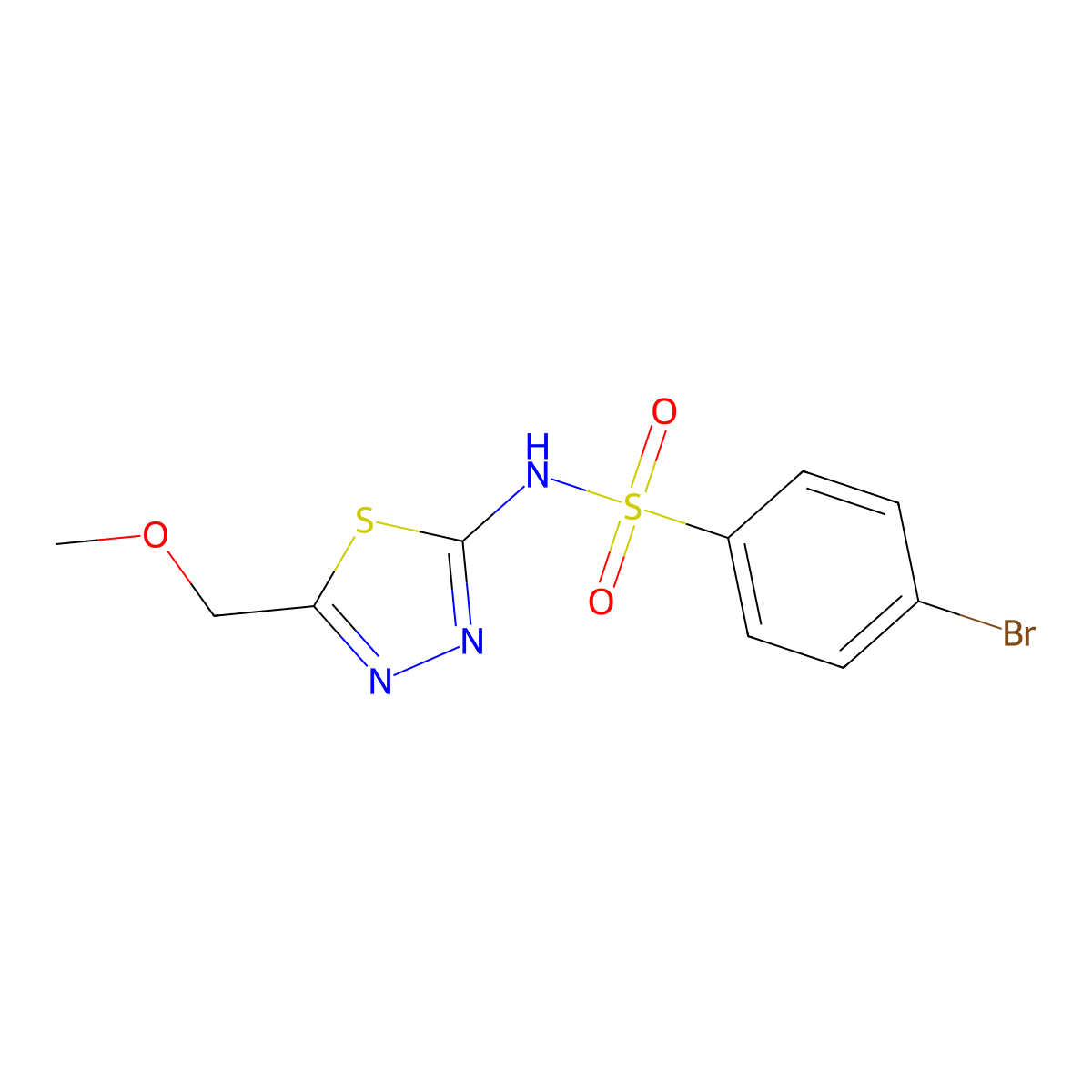 4-bromo-N-[5-(methoxymethyl)-1,3,4-thiadiazol-2-yl]benzenesulfonamide molecular structure, CAS 524676-85-5