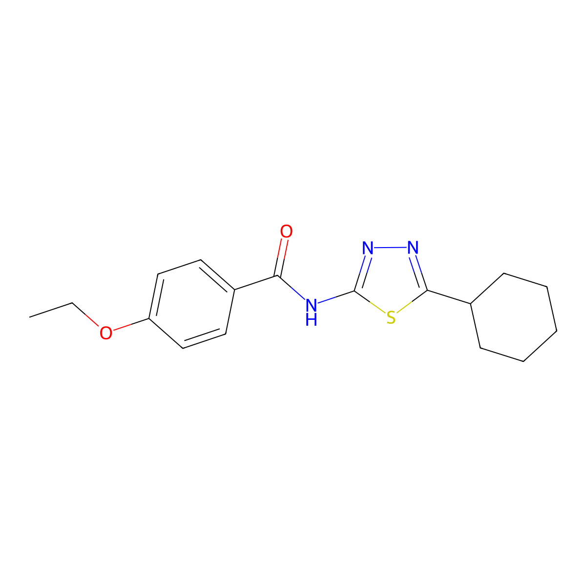 N-(5-cyclohexyl-1,3,4-thiadiazol-2-yl)-4-ethoxybenzamide molecular structure, CAS 524676-92-4