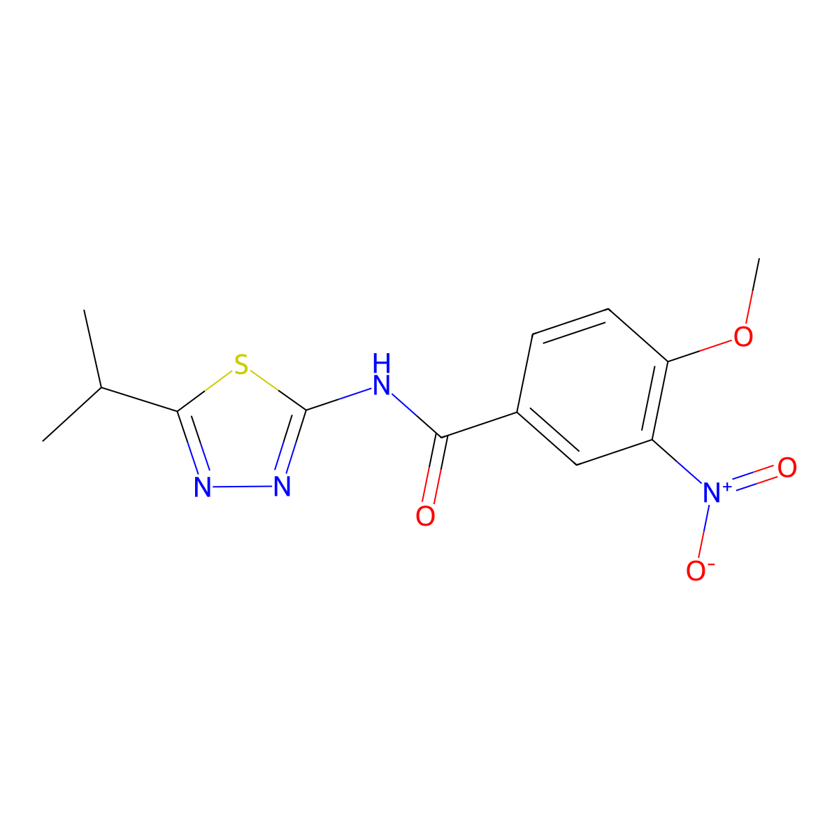 4-methoxy-3-nitro-N-(5-propan-2-yl-1,3,4-thiadiazol-2-yl)benzamide molecular structure, CAS 524676-98-0