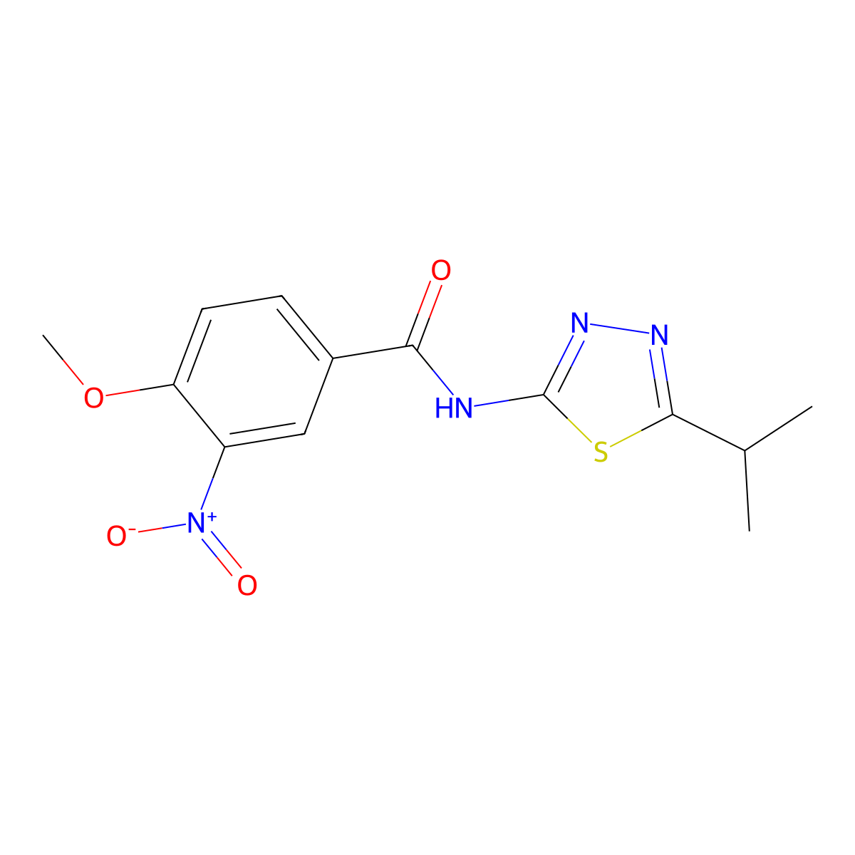 4-methoxy-3-nitro-N-(5-propan-2-yl-1,3,4-thiadiazol-2-yl)benzamide molecular structure, CAS 524676-98-0