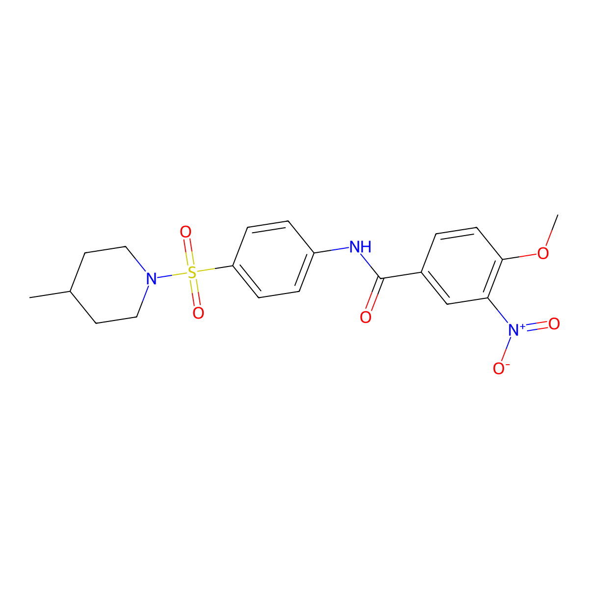 4-methoxy-N-[4-(4-methylpiperidin-1-yl)sulfonylphenyl]-3-nitrobenzamide molecular structure, CAS 524677-00-7