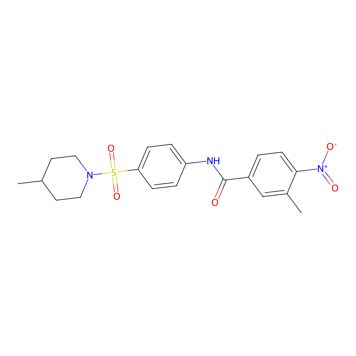 3-methyl-N-[4-(4-methylpiperidin-1-yl)sulfonylphenyl]-4-nitrobenzamide molecular structure, CAS 524677-03-0
