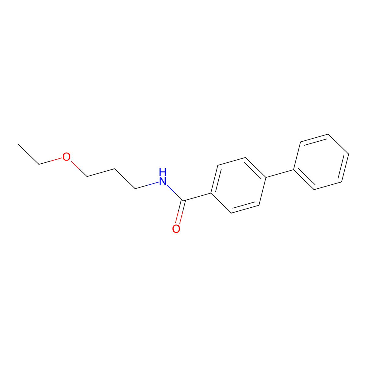 N-(3-ethoxypropyl)biphenyl-4-carboxamide molecular structure, CAS 524677-04-1