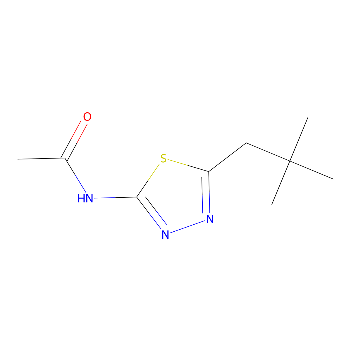 N-[5-(2,2-dimethylpropyl)-1,3,4-thiadiazol-2-yl]acetamide molecular structure, CAS 524677-13-2