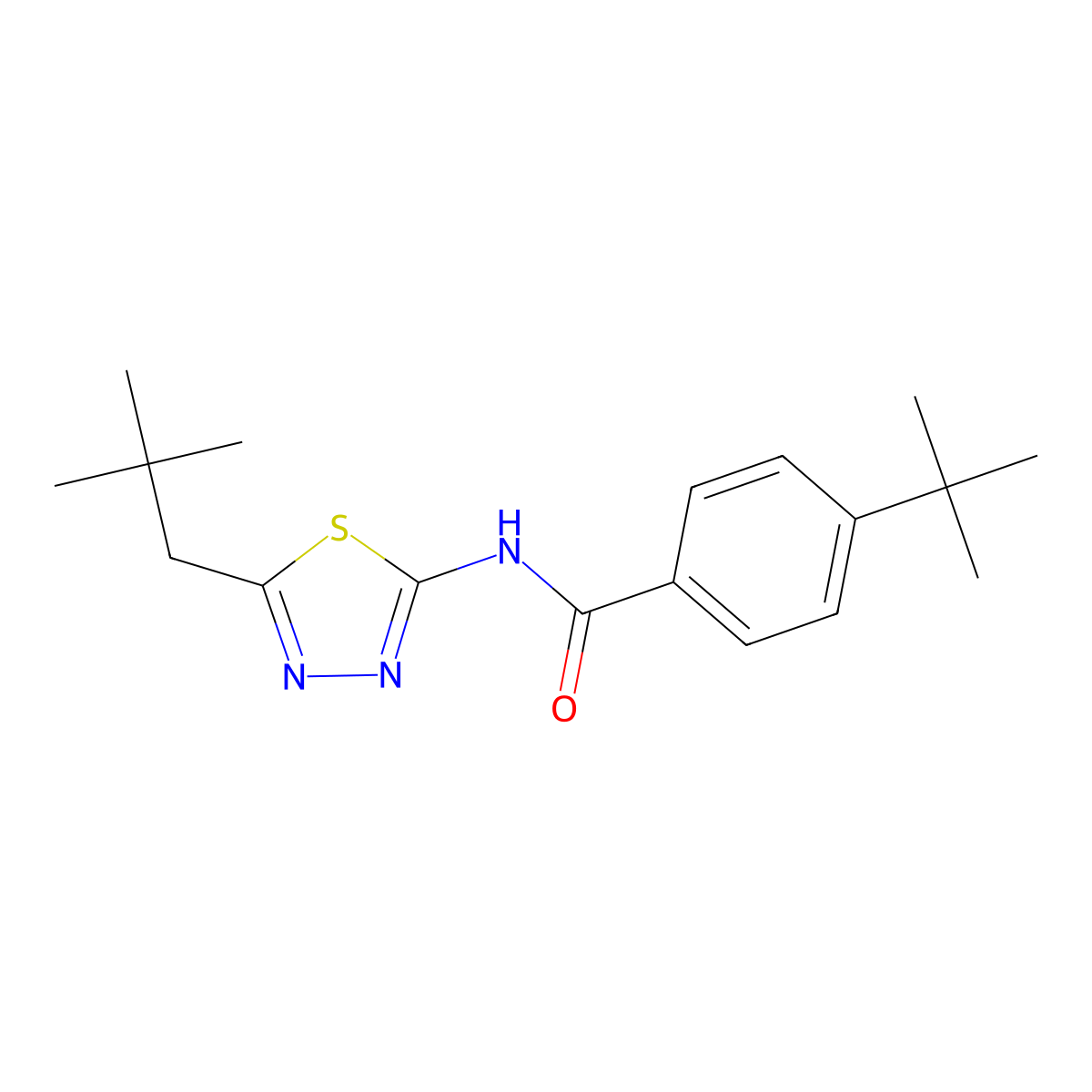 4-tert-butyl-N-[5-(2,2-dimethylpropyl)-1,3,4-thiadiazol-2-yl]benzamide molecular structure, CAS 524677-17-6