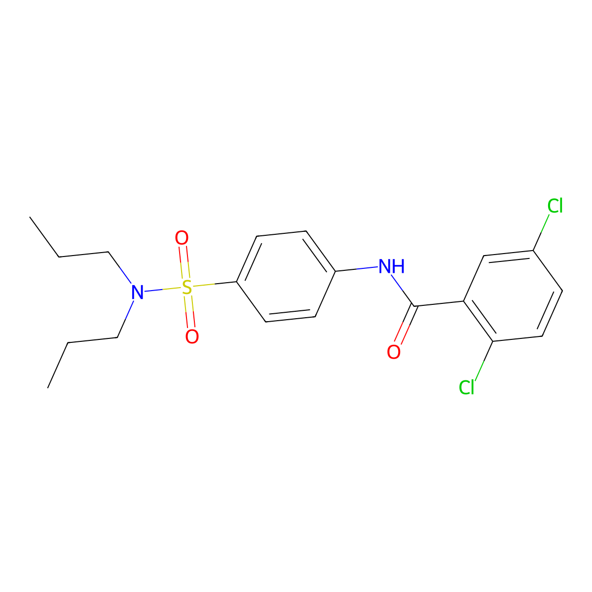2,5-dichloro-N-[4-(dipropylsulfamoyl)phenyl]benzamide molecular structure, CAS 524677-18-7