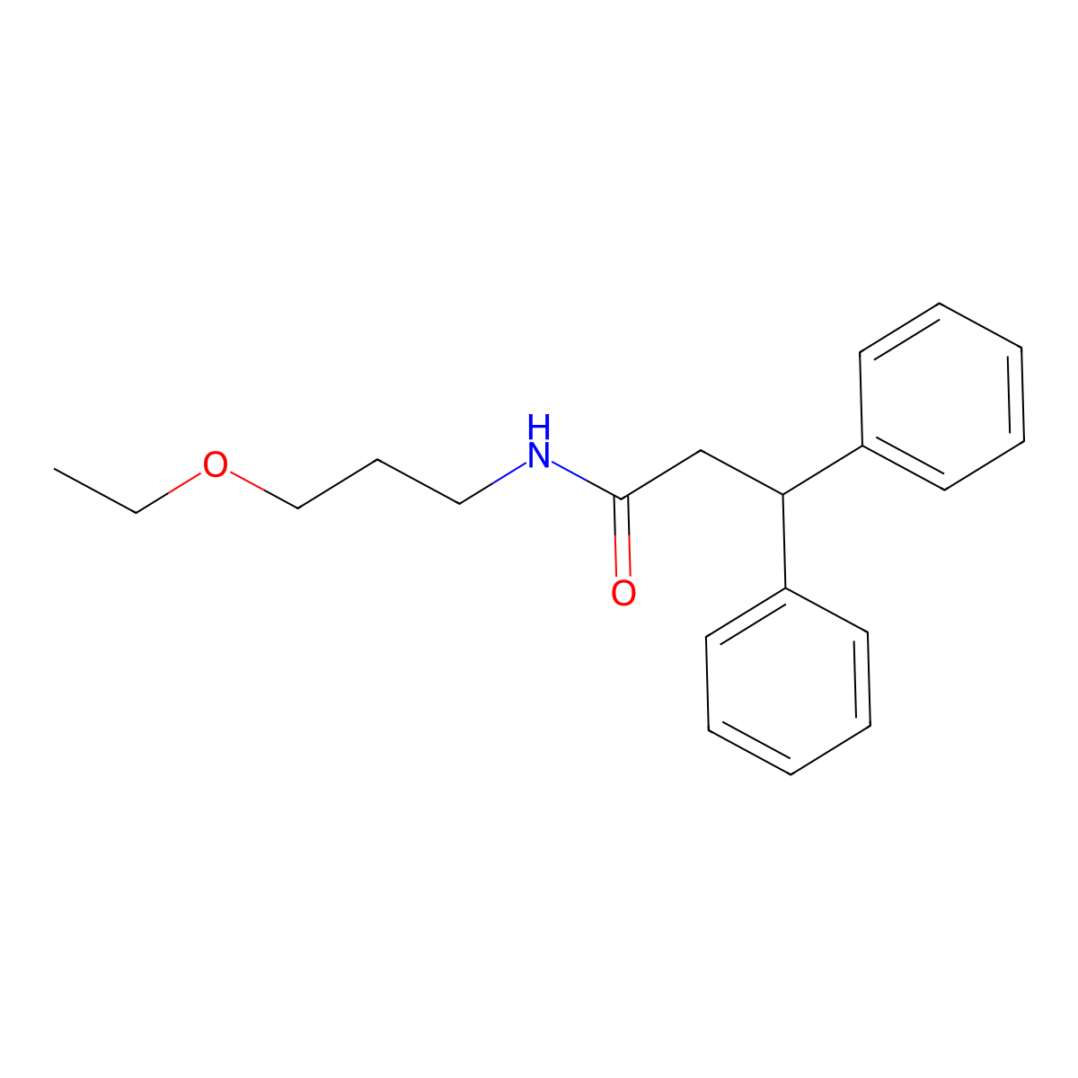 N-(3-ethoxypropyl)-3,3-diphenylpropanamide molecular structure, CAS 524677-19-8