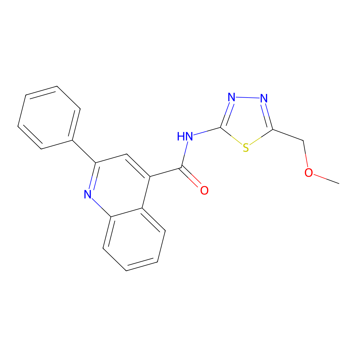 N-[5-(methoxymethyl)-1,3,4-thiadiazol-2-yl]-2-phenylquinoline-4-carboxamide molecular structure, CAS 524677-26-7