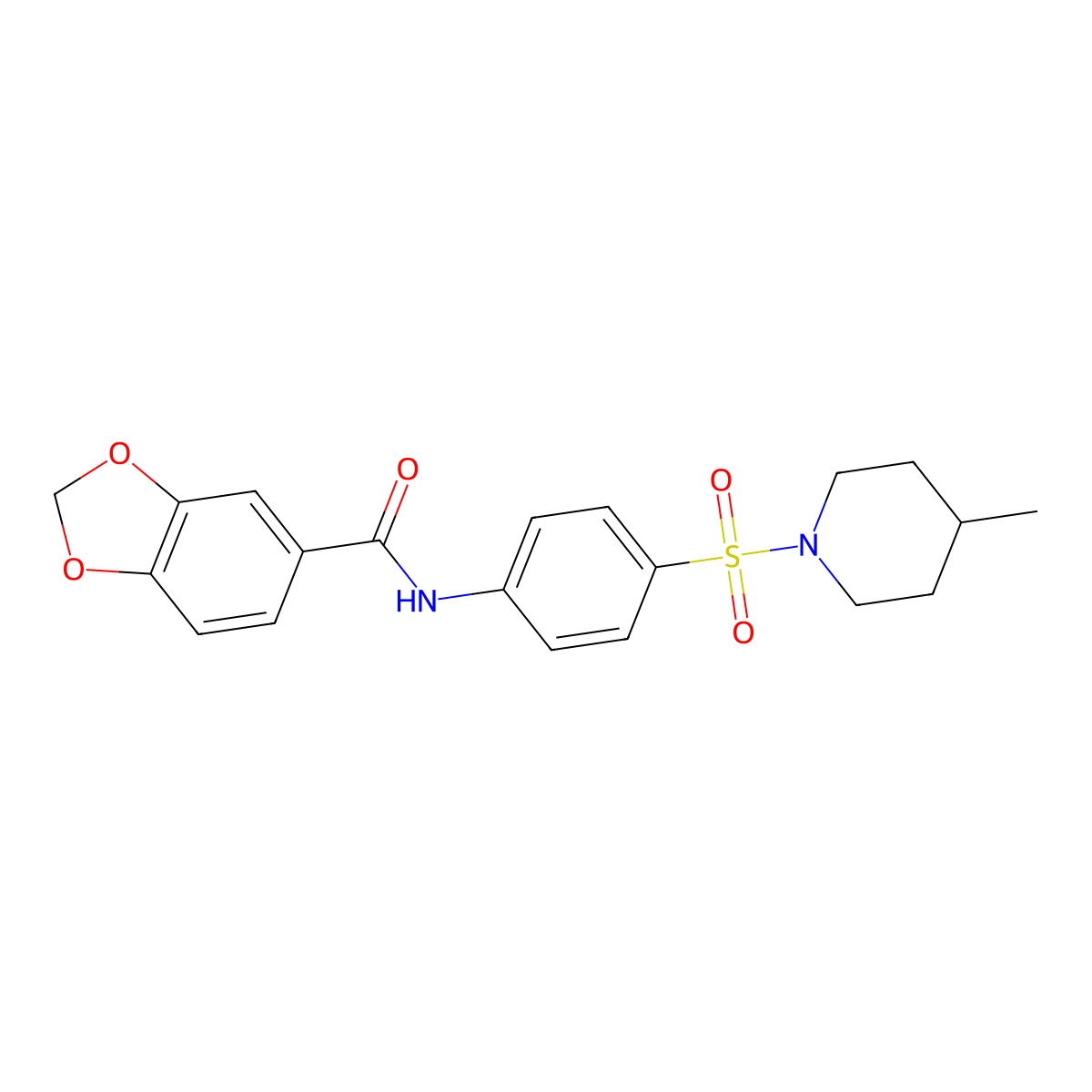 N-{4-[(4-methylpiperidin-1-yl)sulfonyl]phenyl}-1,3-benzodioxole-5-carboxamide molecular structure, CAS 524677-28-9