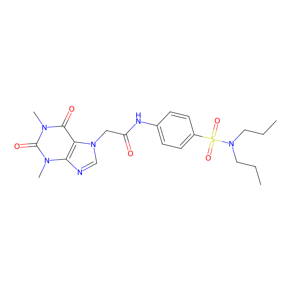 2-(1,3-dimethyl-2,6-dioxopurin-7-yl)-N-[4-(dipropylsulfamoyl)phenyl]acetamide molecular structure, CAS 524677-29-0