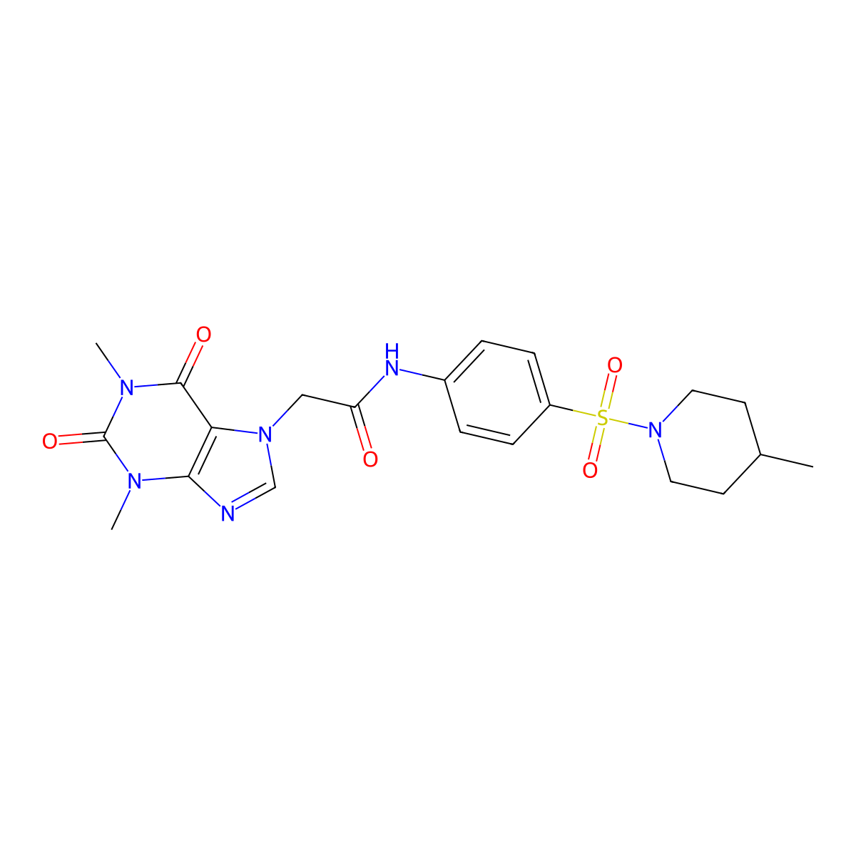 2-(1,3-dimethyl-2,6-dioxopurin-7-yl)-N-[4-(4-methylpiperidin-1-yl)sulfonylphenyl]acetamide molecular structure, CAS 524677-31-4