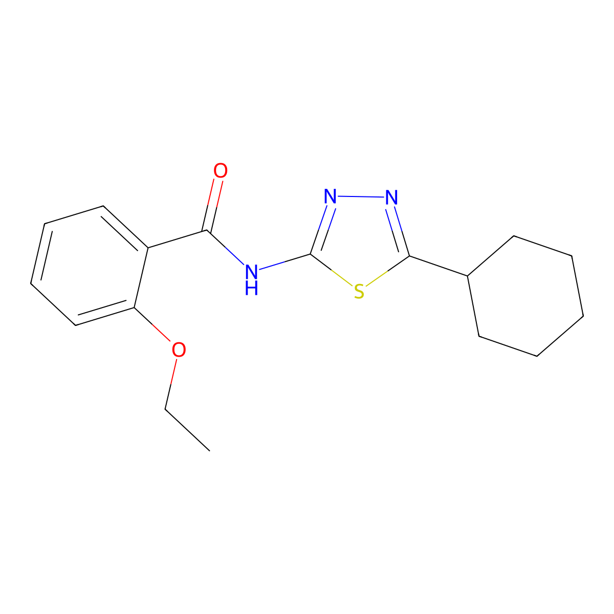 N-(5-cyclohexyl-1,3,4-thiadiazol-2-yl)-2-ethoxybenzamide molecular structure, CAS 524677-36-9