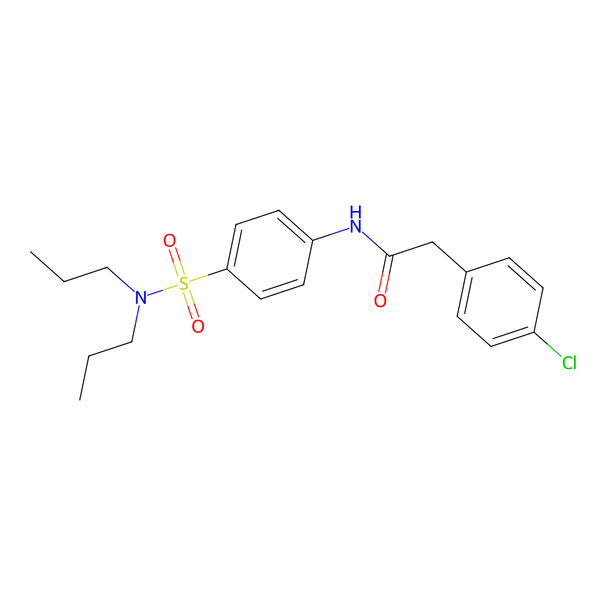 2-(4-chlorophenyl)-N-[4-(dipropylsulfamoyl)phenyl]acetamide molecular structure, CAS 524677-43-8