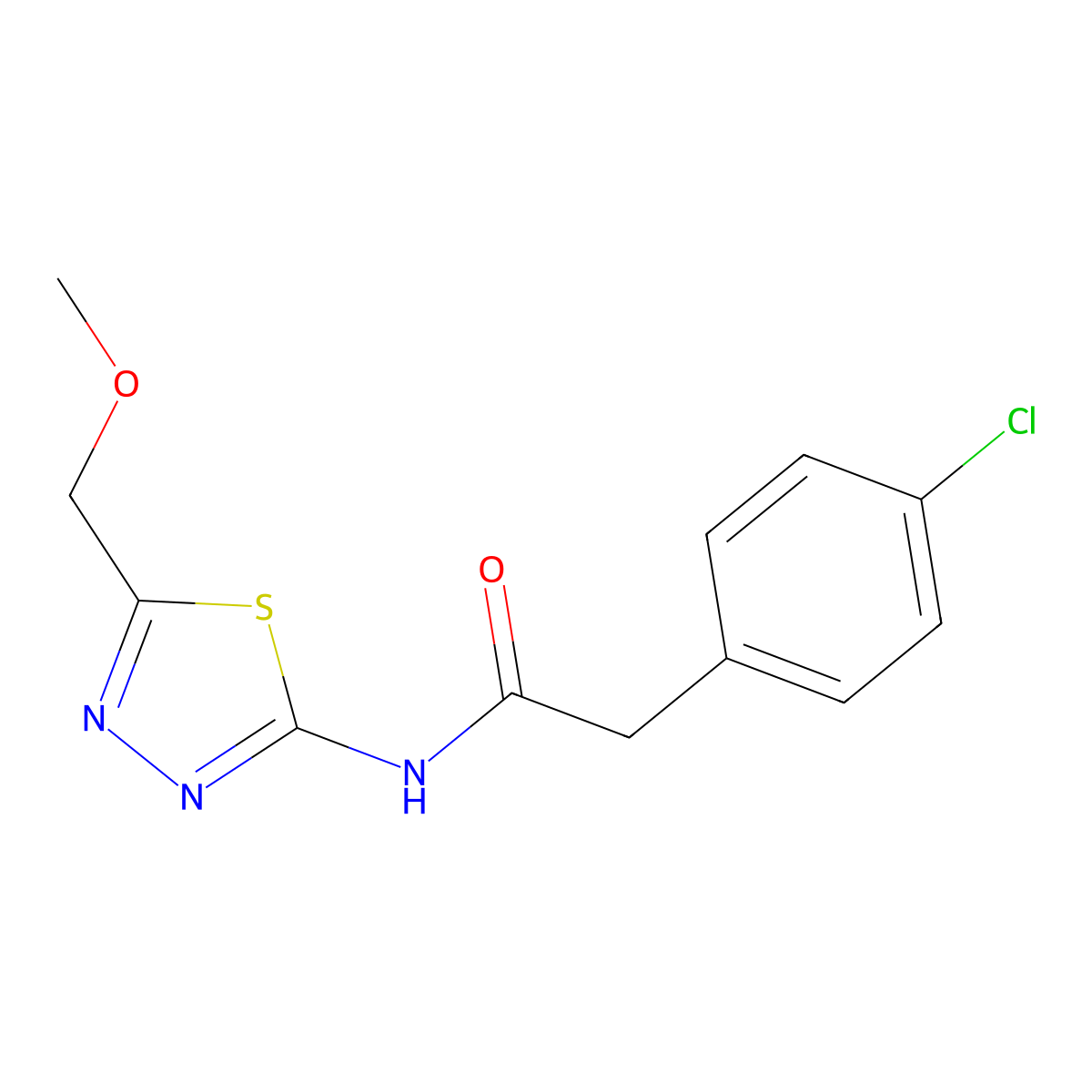 2-(4-chlorophenyl)-N-[5-(methoxymethyl)-1,3,4-thiadiazol-2-yl]acetamide molecular structure, CAS 524677-44-9