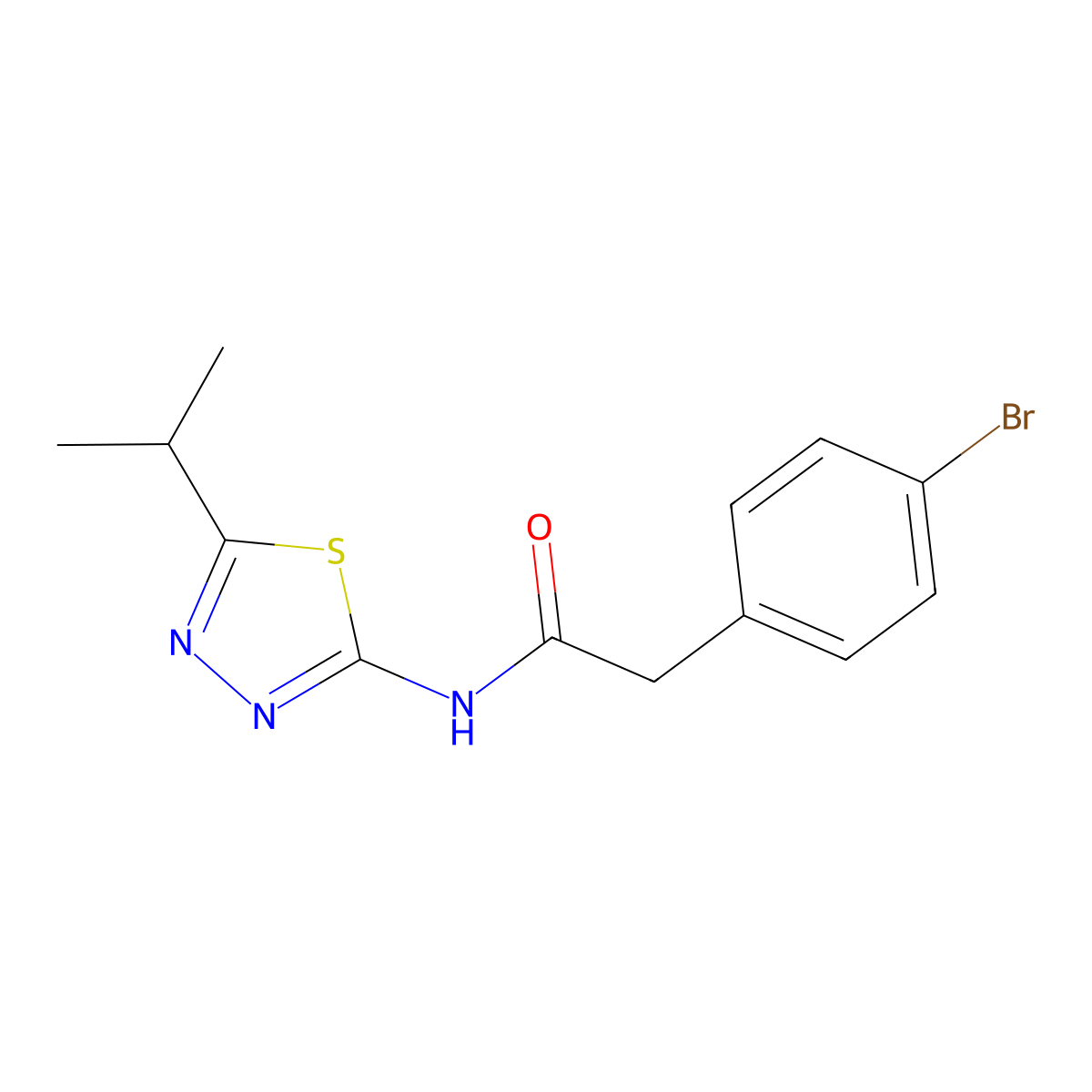 2-(4-bromophenyl)-N-(5-propan-2-yl-1,3,4-thiadiazol-2-yl)acetamide molecular structure, CAS 524677-45-0