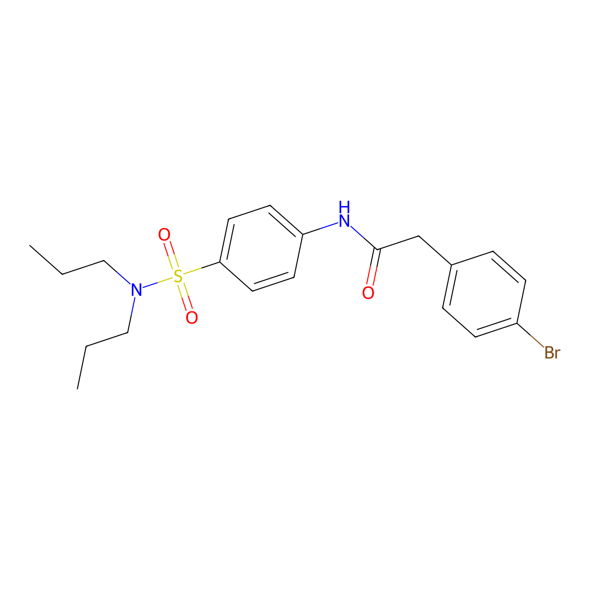 2-(4-bromophenyl)-N-[4-(dipropylsulfamoyl)phenyl]acetamide molecular structure, CAS 524677-47-2