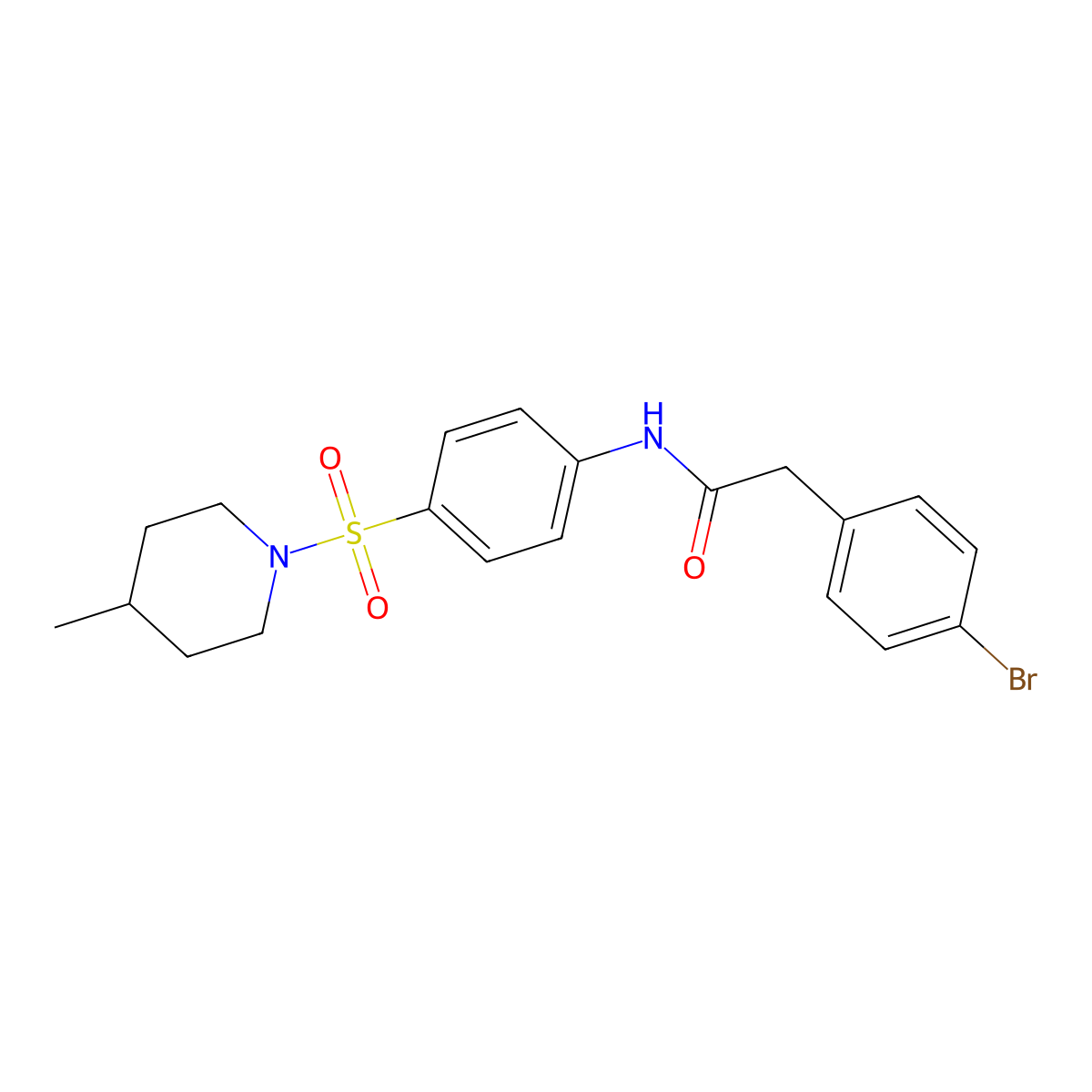 2-(4-bromophenyl)-N-{4-[(4-methylpiperidin-1-yl)sulfonyl]phenyl}acetamide molecular structure, CAS 524677-50-7