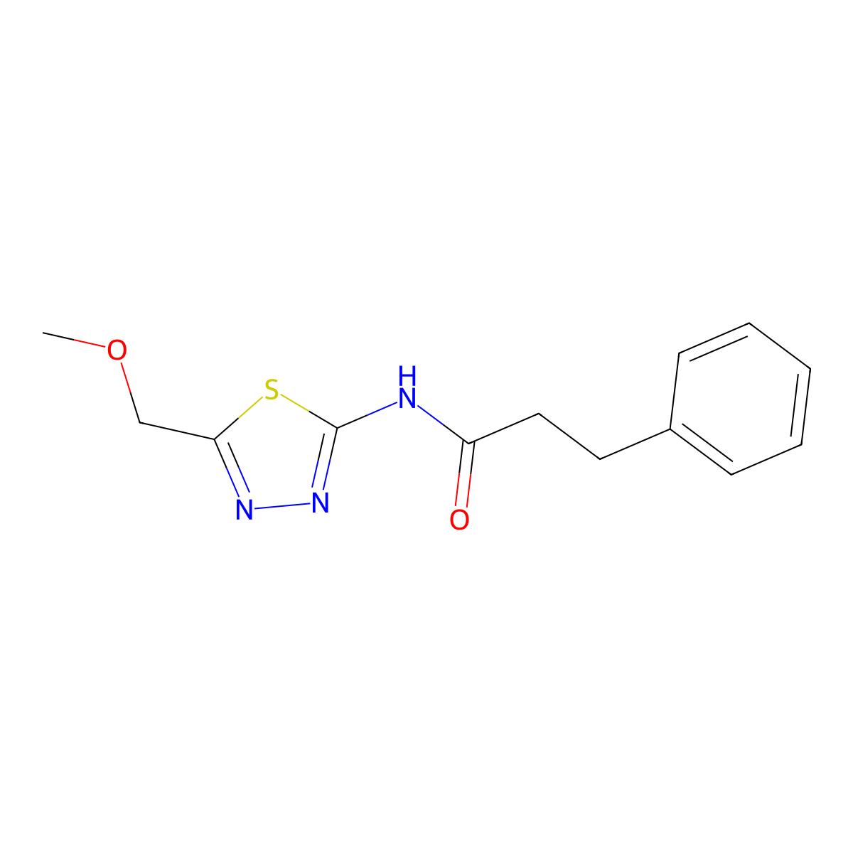 N-[5-(methoxymethyl)-1,3,4-thiadiazol-2-yl]-3-phenylpropanamide molecular structure, CAS 524677-52-9