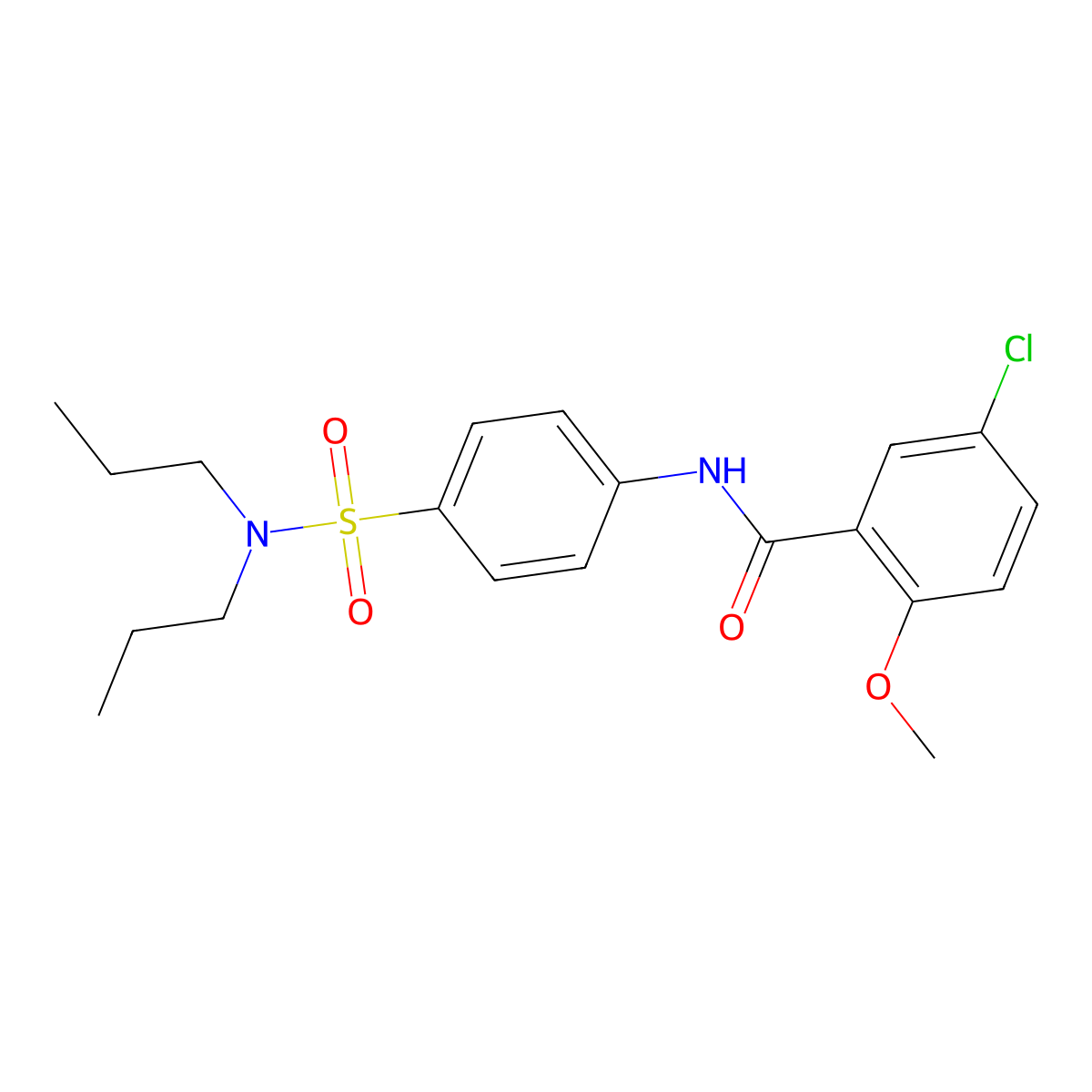 5-chloro-N-[4-(dipropylsulfamoyl)phenyl]-2-methoxybenzamide molecular structure, CAS 524677-62-1