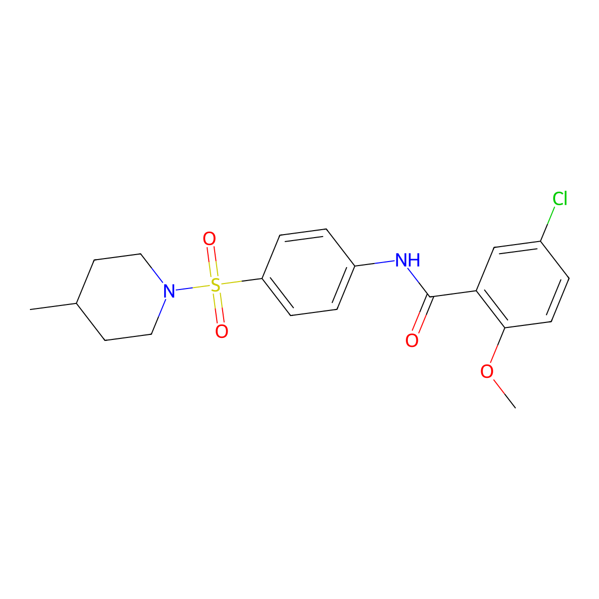 5-chloro-2-methoxy-N-{4-[(4-methylpiperidin-1-yl)sulfonyl]phenyl}benzamide molecular structure, CAS 524677-64-3