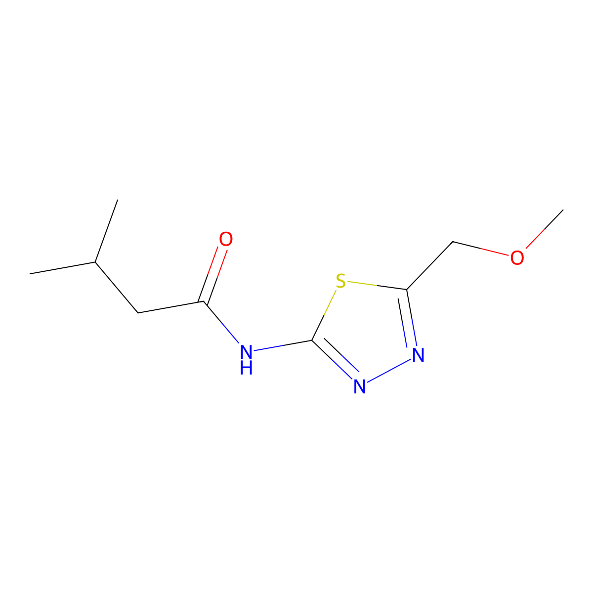 N-[5-(methoxymethyl)-1,3,4-thiadiazol-2-yl]-3-methylbutanamide molecular structure, CAS 524677-65-4