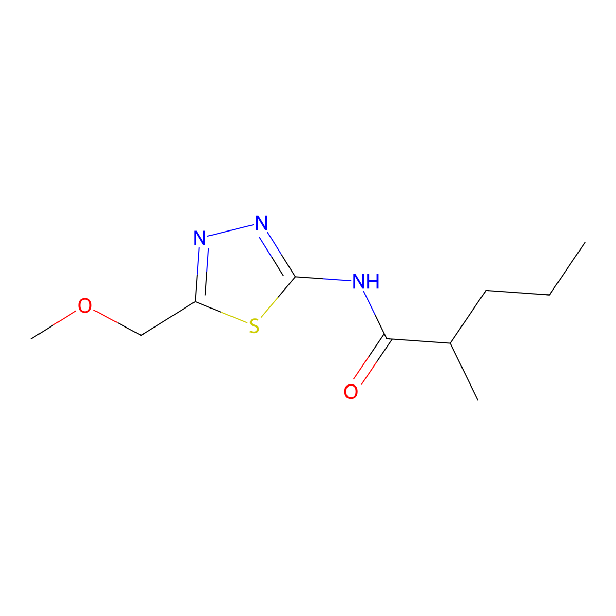 N-[5-(methoxymethyl)-1,3,4-thiadiazol-2-yl]-2-methylpentanamide molecular structure, CAS 524677-70-1