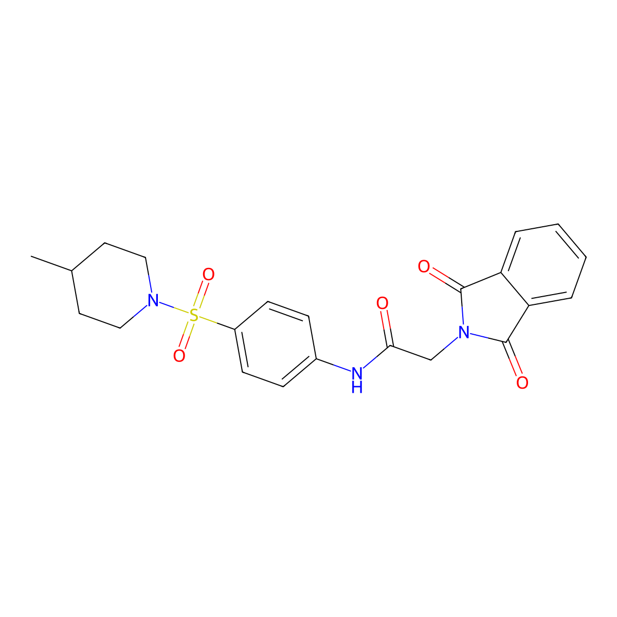 2-(1,3-dioxoisoindol-2-yl)-N-[4-(4-methylpiperidin-1-yl)sulfonylphenyl]acetamide molecular structure, CAS 524677-75-6