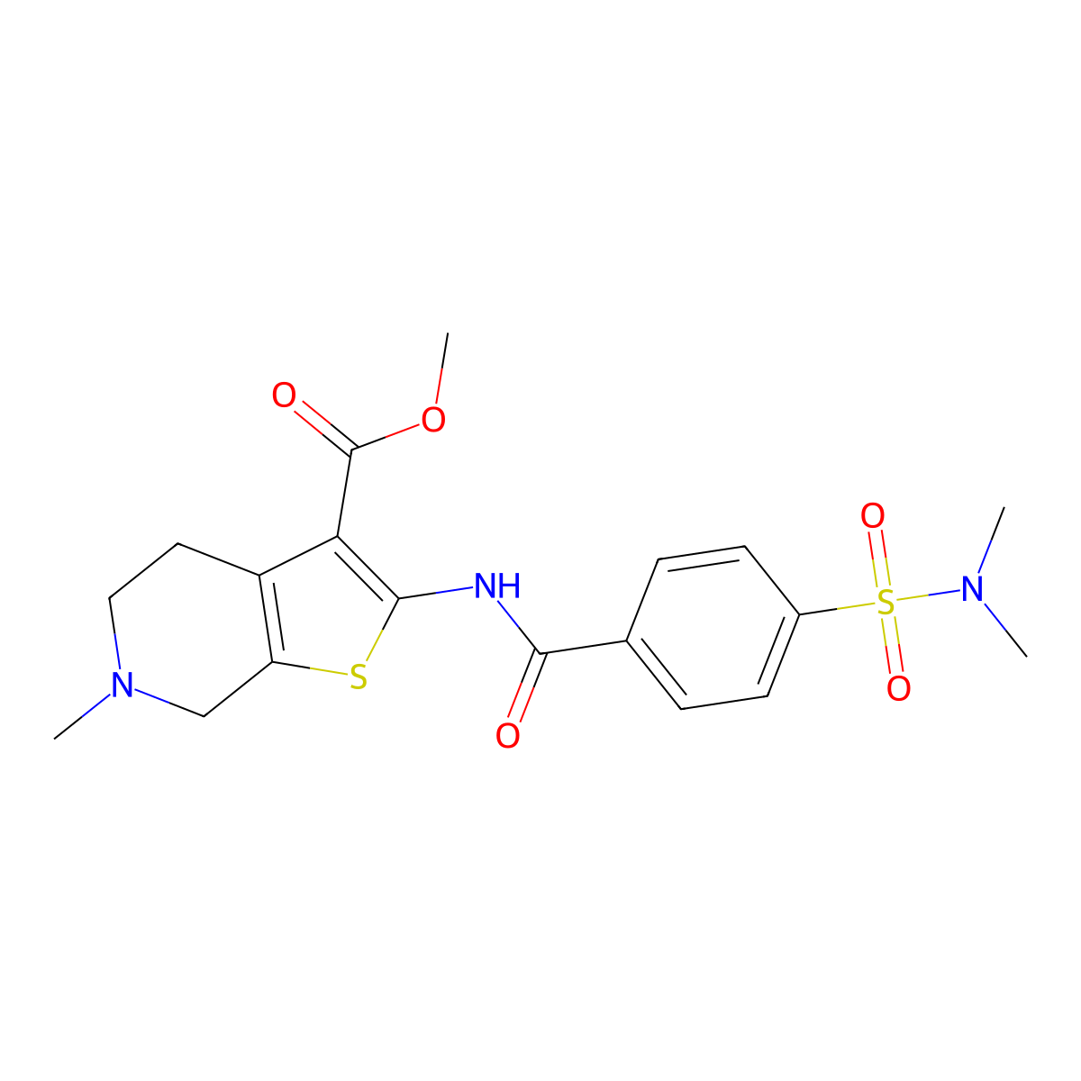 methyl 2-(4-(N,N-dimethylsulfamoyl)benzamido)-6-methyl-4,5,6,7-tetrahydrothieno[2,3-c]pyridine-3-carboxylate molecular structure, CAS 524679-78-5