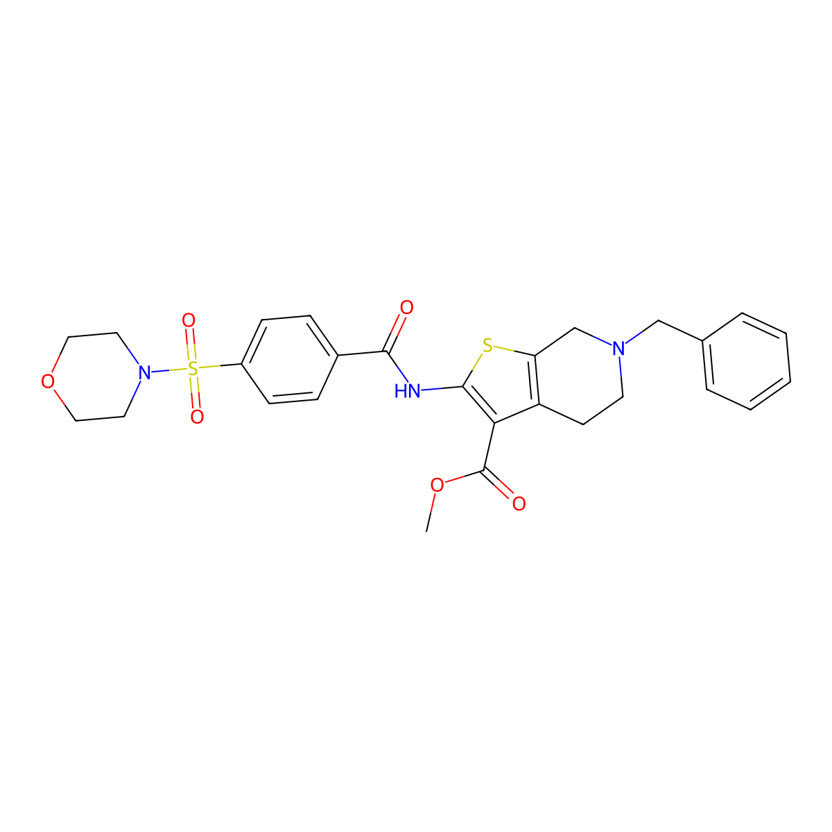 Methyl 6-benzyl-2-(4-(morpholinosulfonyl)benzamido)-4,5,6,7-tetrahydrothieno[2,3-c]pyridine-3-carboxylate molecular structure, CAS 524679-83-2